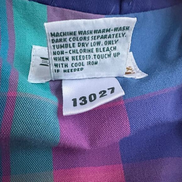 Vintage IZOD Club Women M Windbreaker Jacket Blue Plaid Lining 80s Preppy Retro - Picture 5 of 9